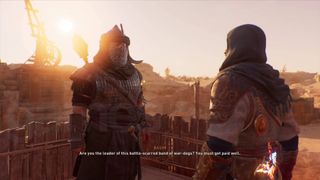 Assassin's Creed Mirage excavation site mercenary captain talking to Basim