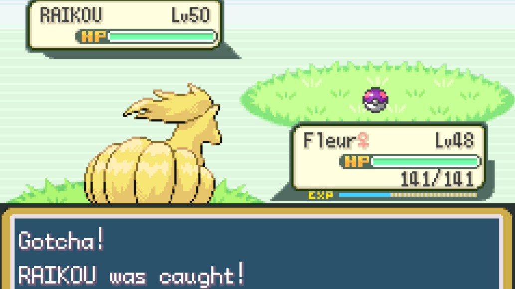 Raikou caught in Pok&amp;eacute;mon LeafGreen