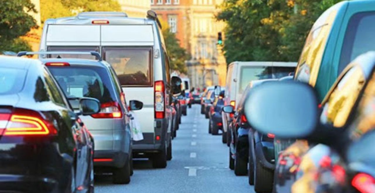 Cars in traffic jam