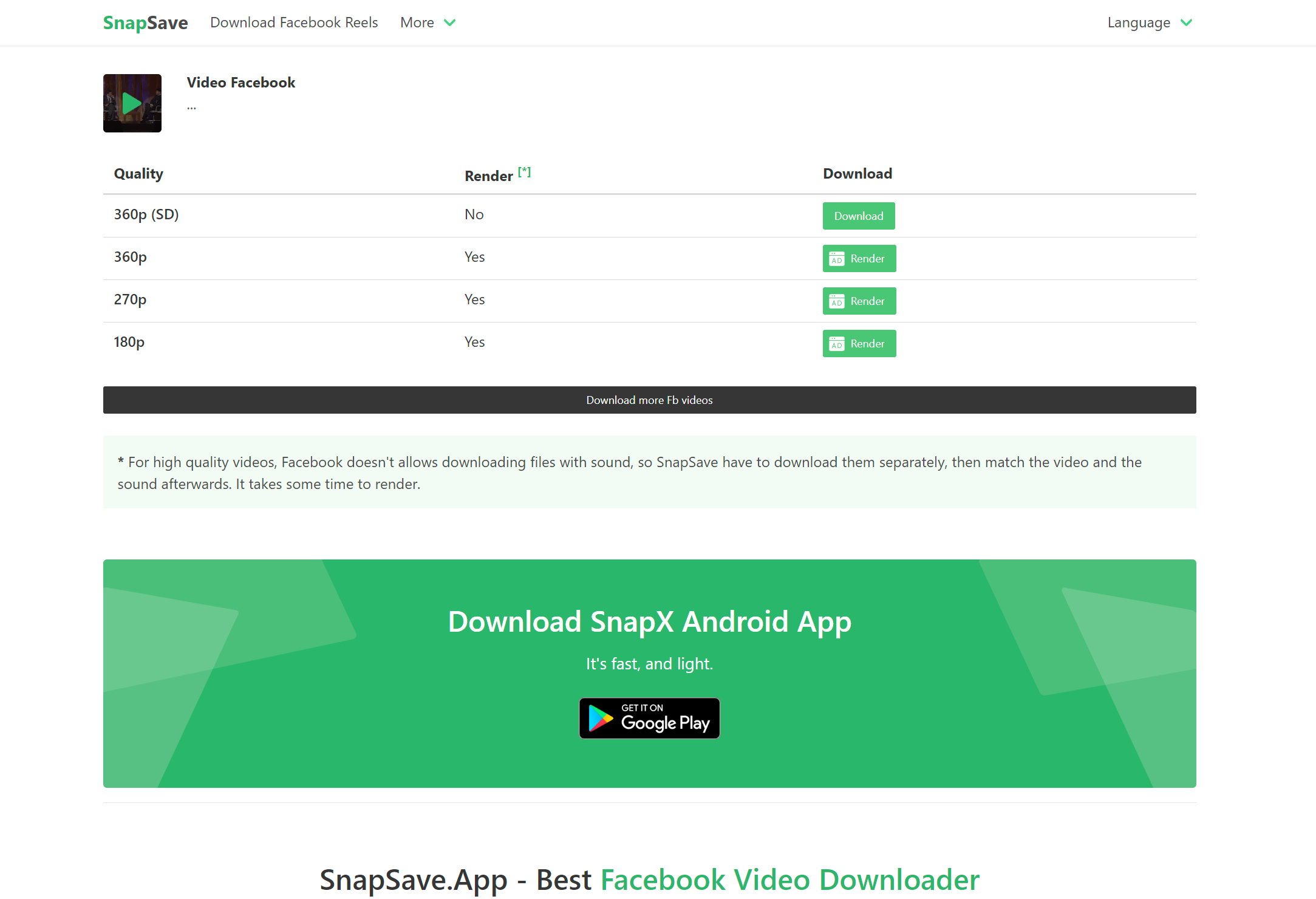 SnapSave-video-downloader voor Facebook