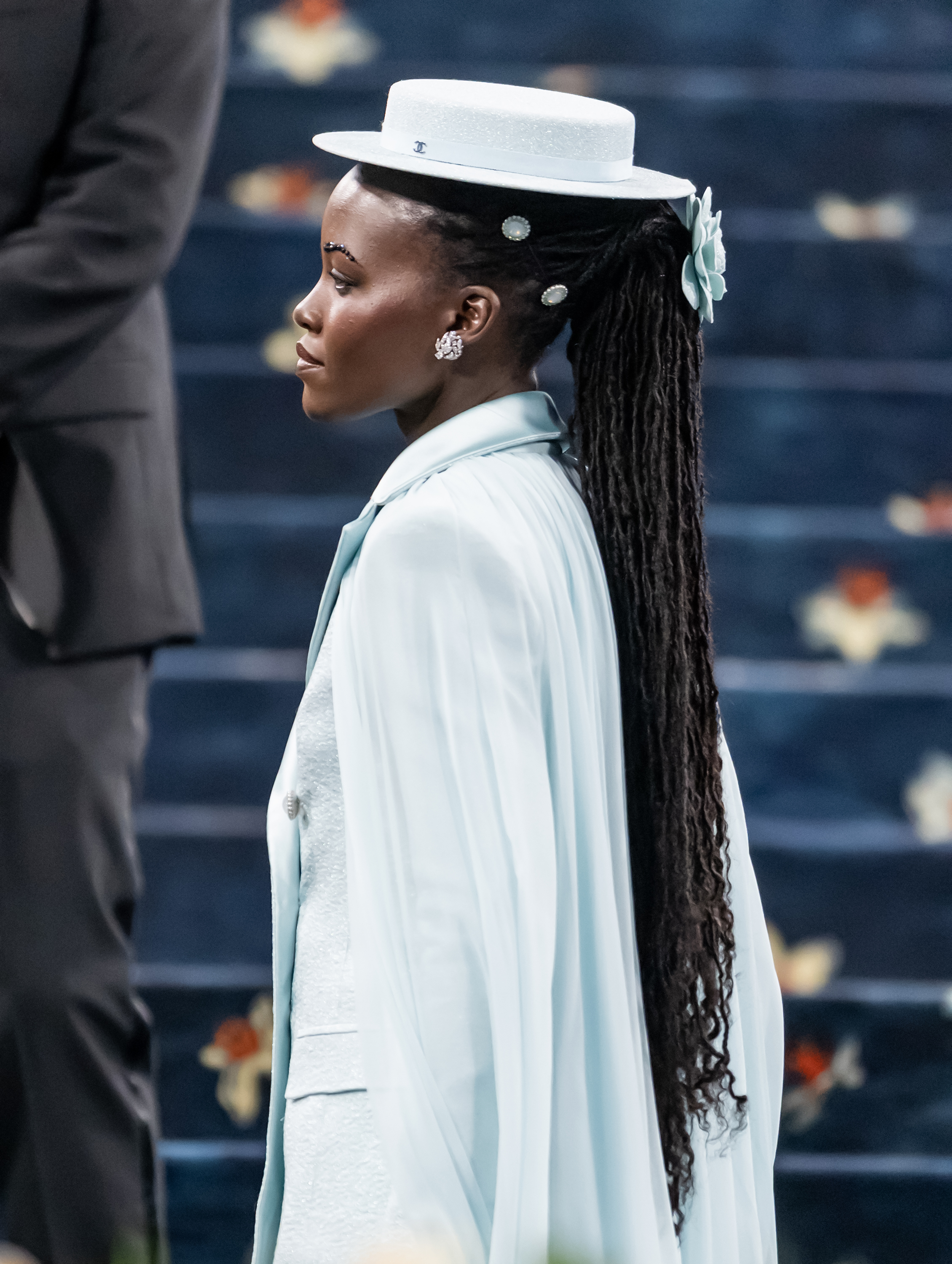 Actress Lupita Nyong&#039;o wears a long loc&#039;d ponytail at The 2025 Met Gala Celebrating &amp;quot;Superfine: Tailoring Black Style&amp;quot; at The Metropolitan Museum of Art on May 05, 2025 in New York City.