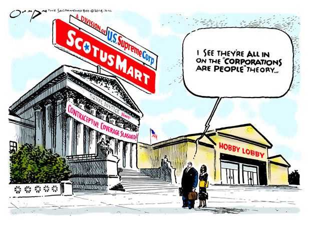 Political cartoon Hobby Lobby SCOTUS