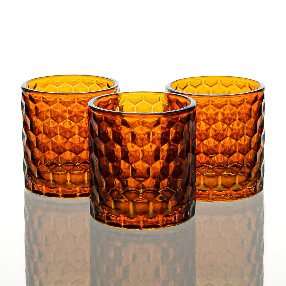 Richland Amber Chunky Honeycomb Glass Votive & Tealight Holder Set of 48