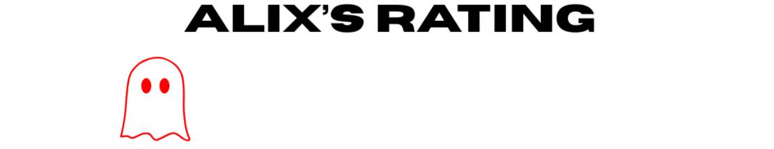 Scary rating with a ghost emoji in red