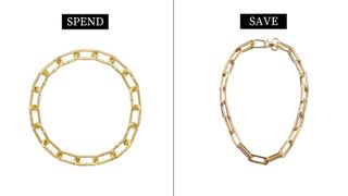 designer dupes Bottega Veneta & Other stories chunky gold chain necklace