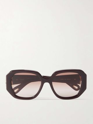 Oversized Square-Frame Acetate and Gold-Tone Sunglasses