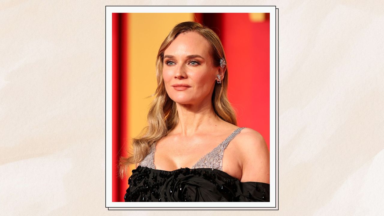 close up of Diane Kruger&#039;s hair and makeup on the red carpet