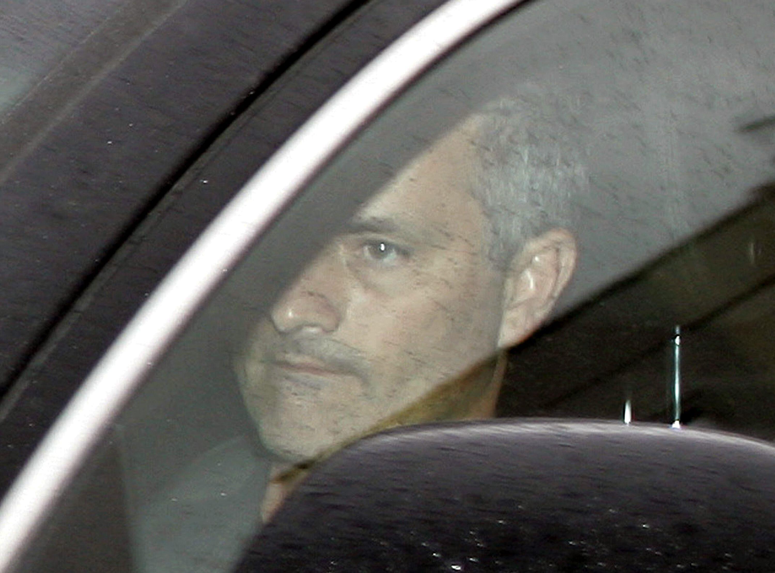 Jose Mourinho is pictured in a car at Chelsea's Stamford Bridge stadium, September 2007