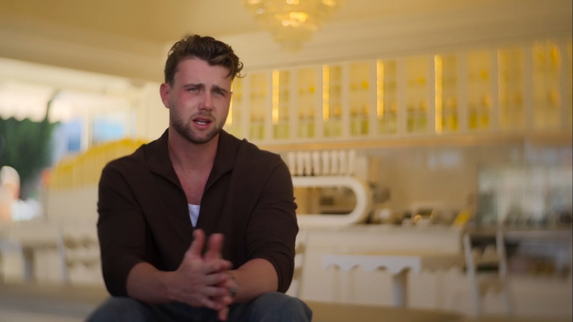 Harry Jowsey talking to camera in Let's Marry Harry.