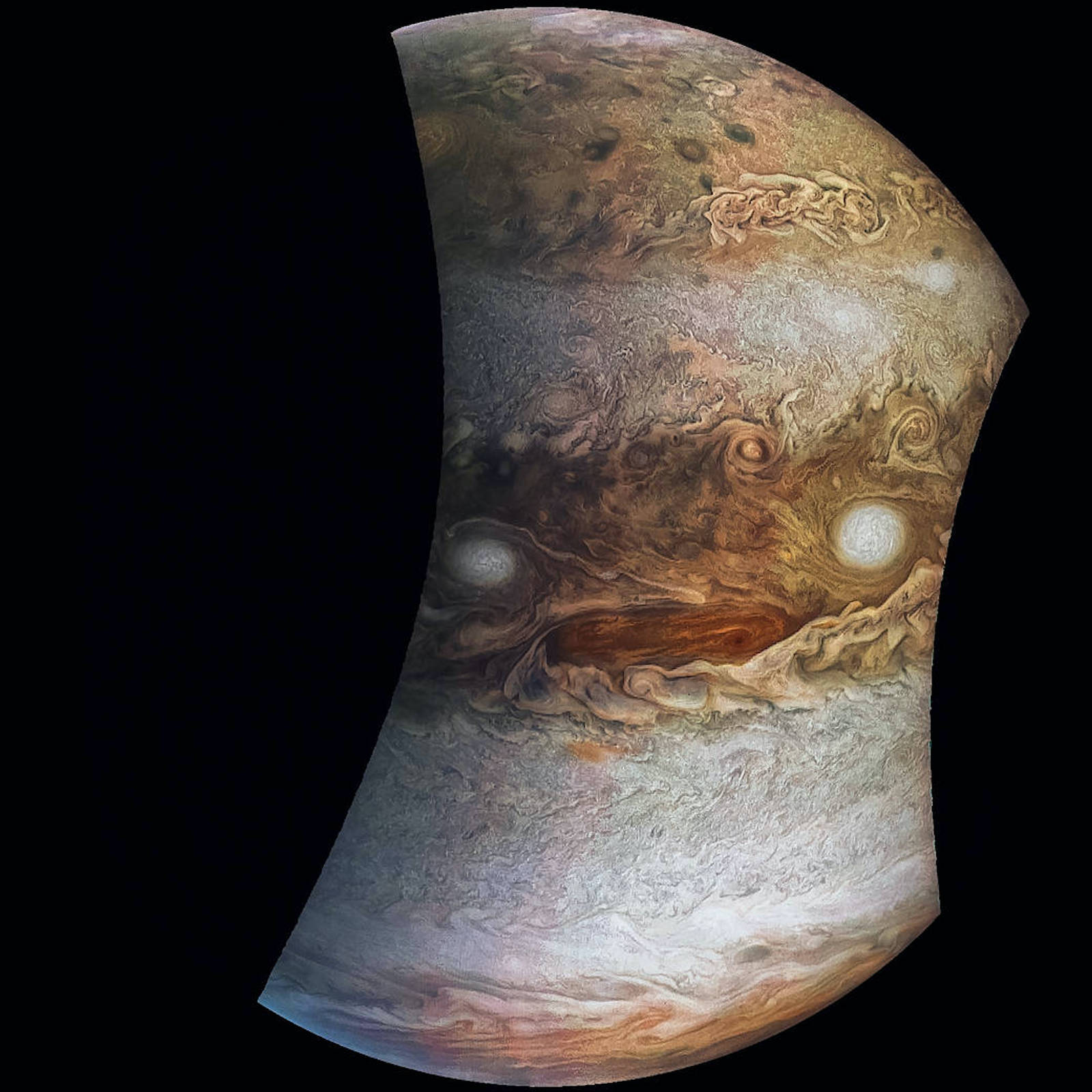 Jupiter looking angry, imaged by NASA's JunoCam on May 19, 2017.
