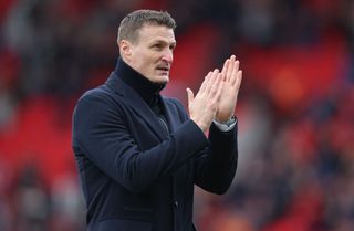 BBC Euro 2024 Robert Huth former player of Stoke City applauds the fans during the Sky Bet Championship match between Stoke City and Middlesbrough at Bet365 Stadium on March 02, 2024 in Stoke on Trent, England. (Photo by Nathan Stirk/Getty Images)