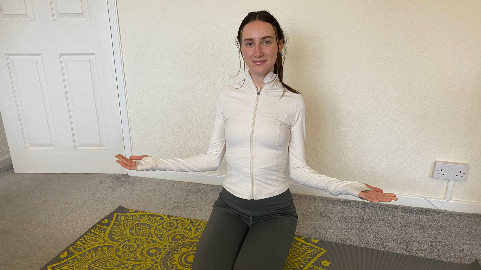 Woman exercising in domestic setting