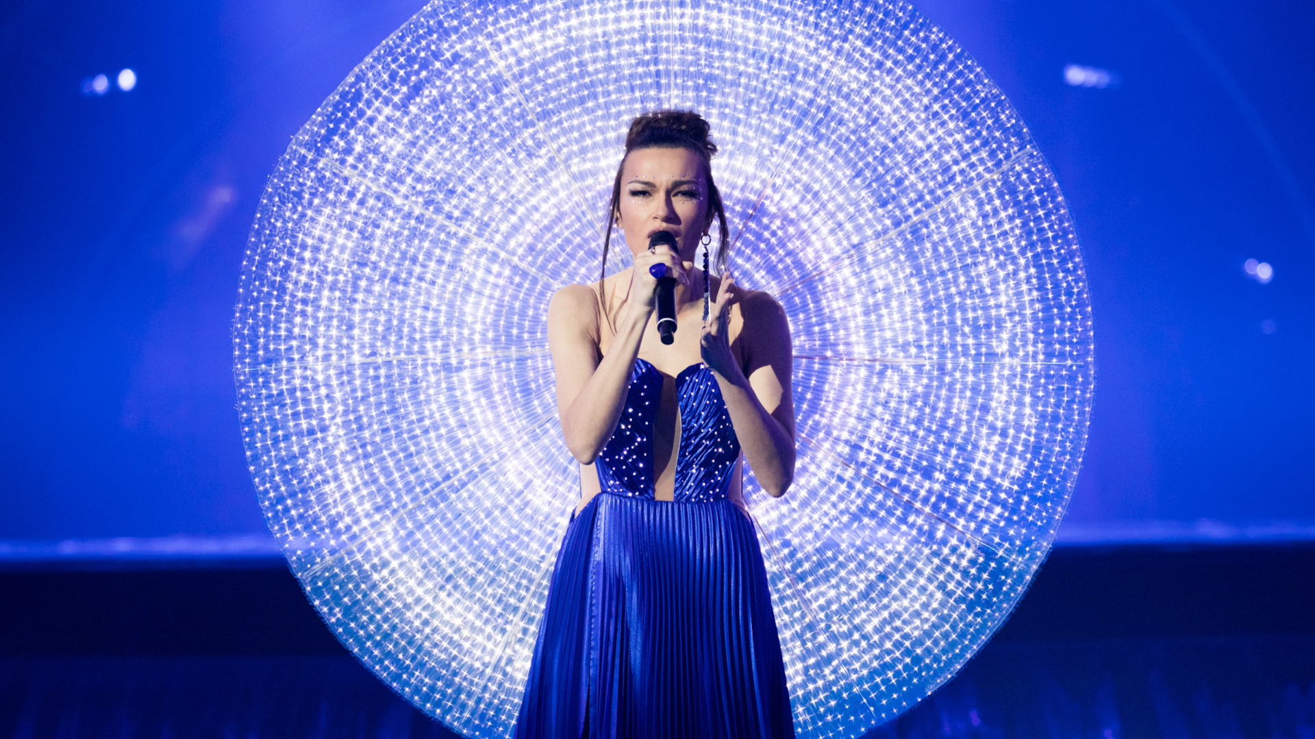 Vladana performing Breathe at Eurovision 2022