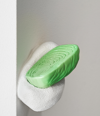 artwork resembling plastic half cabbage in soap dish