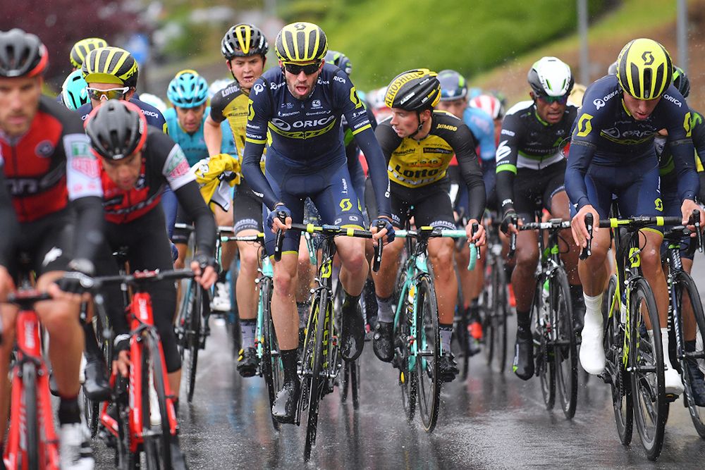 Damien Howson rides in the bunch during stage 1 at Tour de Romandie