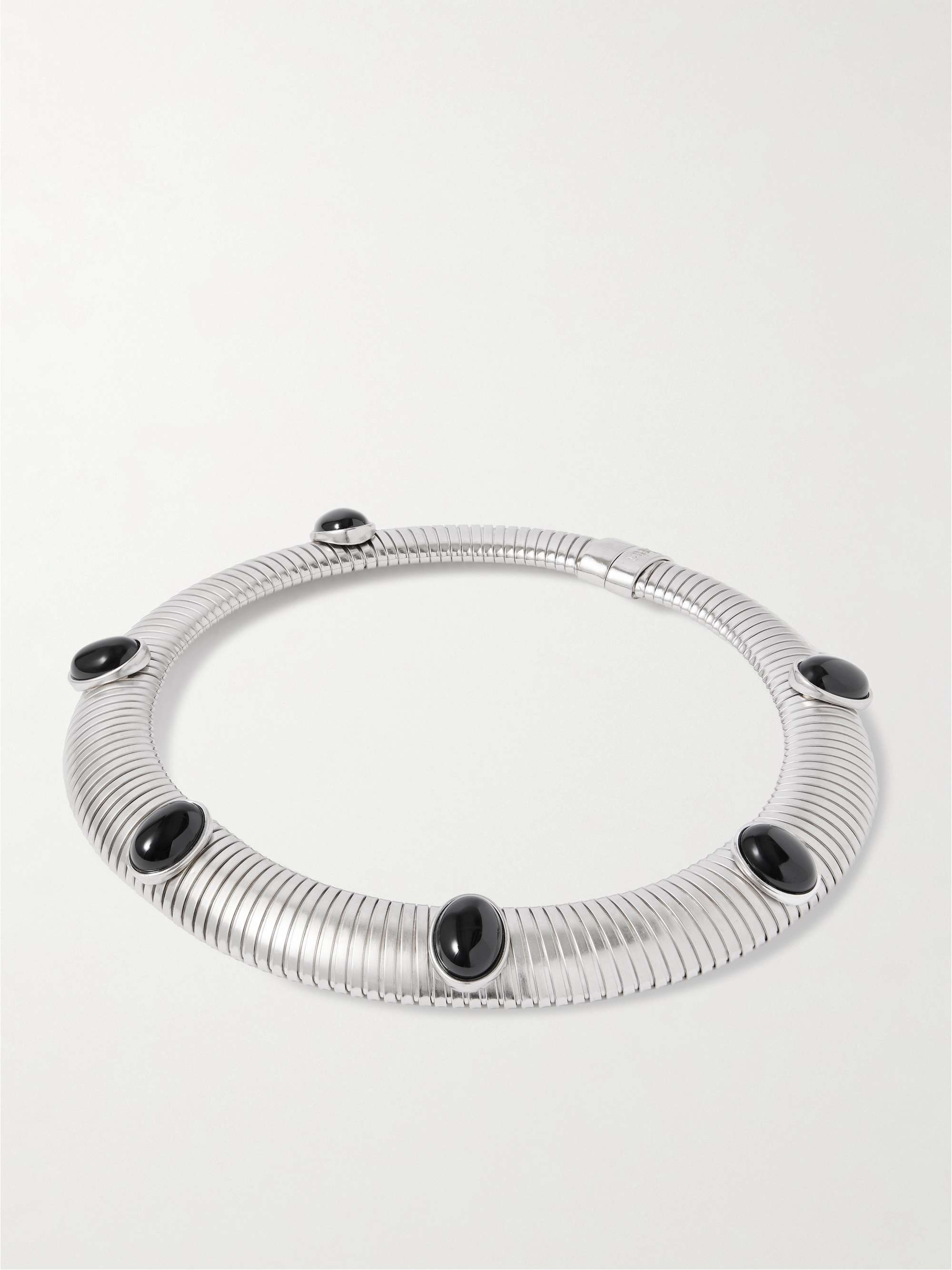 Celeste Rhodium-Plated Onyx Choker