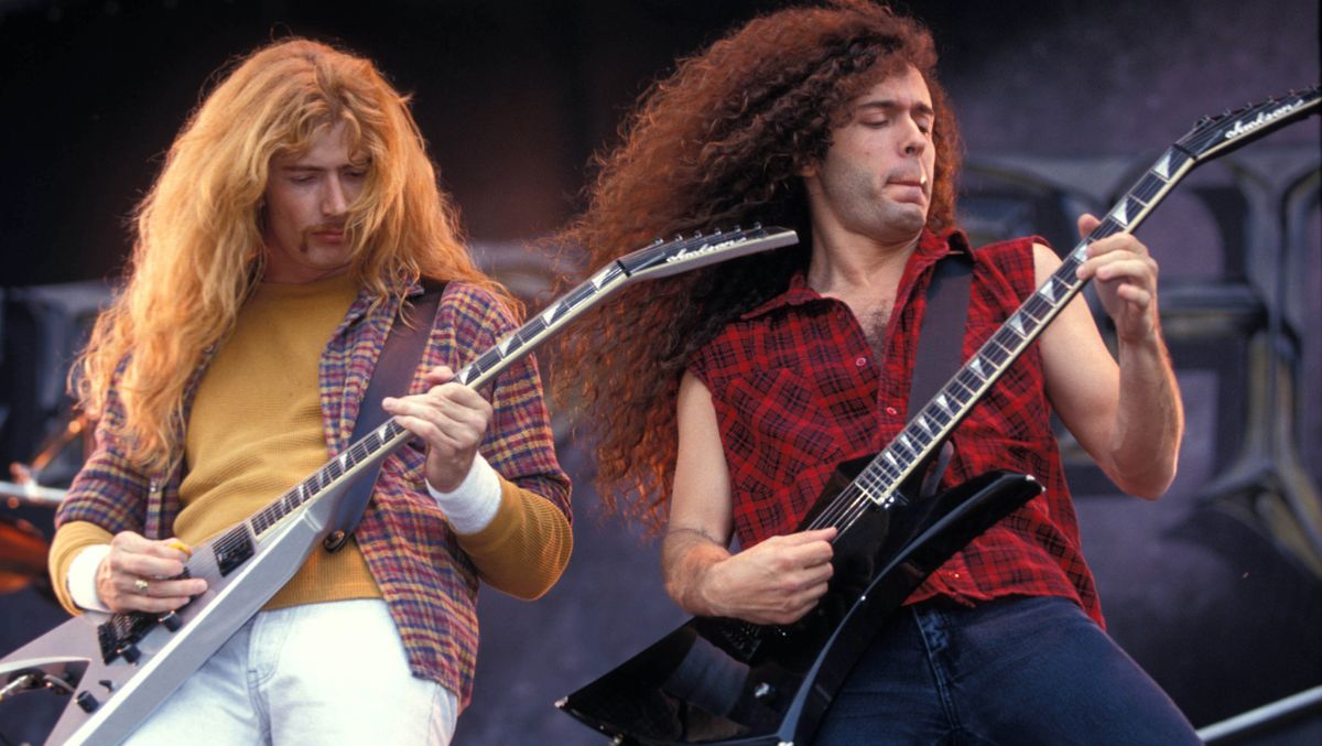 Megadeth&#039;s Dave Mustaine and Marty Friedman performing live on stage