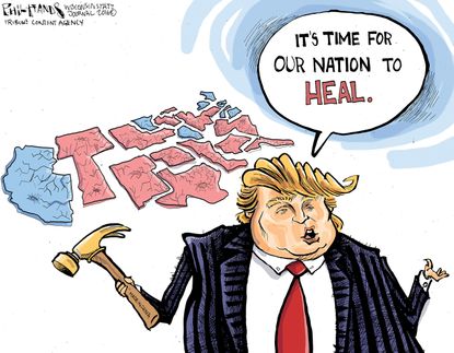 Political cartoon U.S. Donald Trump healing nation
