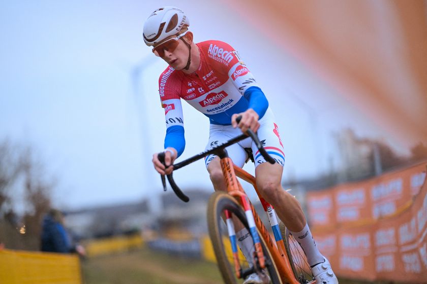 Dutch Tibor Del Grosso pictured in action during the men elite race at the cyclocross cycling event in Heusden-Zolder, stage 5/8 in the Superprestige competition, Tuesday 23 December 2025.BELGA PHOTO DAVID PINTENS (Photo by DAVID PINTENS / BELGA MAG / Belga / AFP via Getty Images)