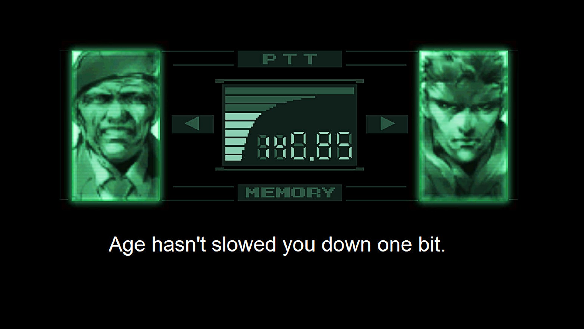 A dialogue box in Metal Gear Solid