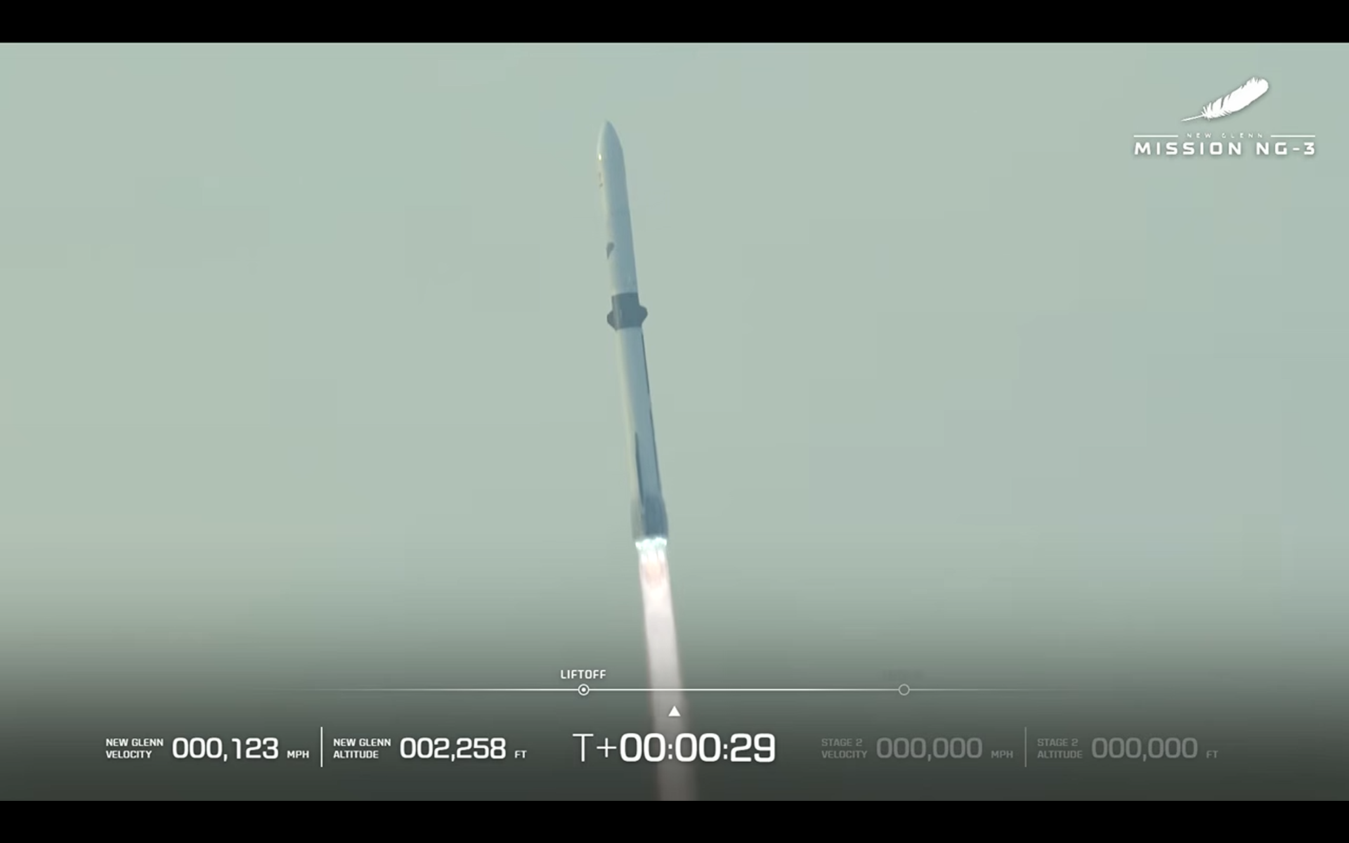 Blue Origin's NG-3 New Glenn rocket soars into the Florida sky after a liftoff on April 19, 2026.