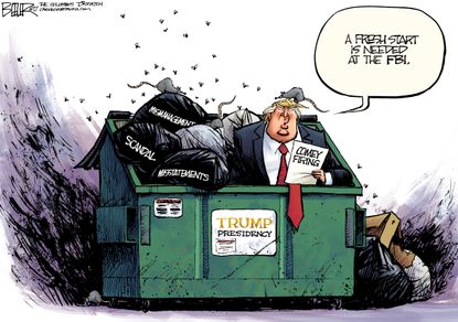 Political Cartoon U.S. President Trump Comey firing FBI