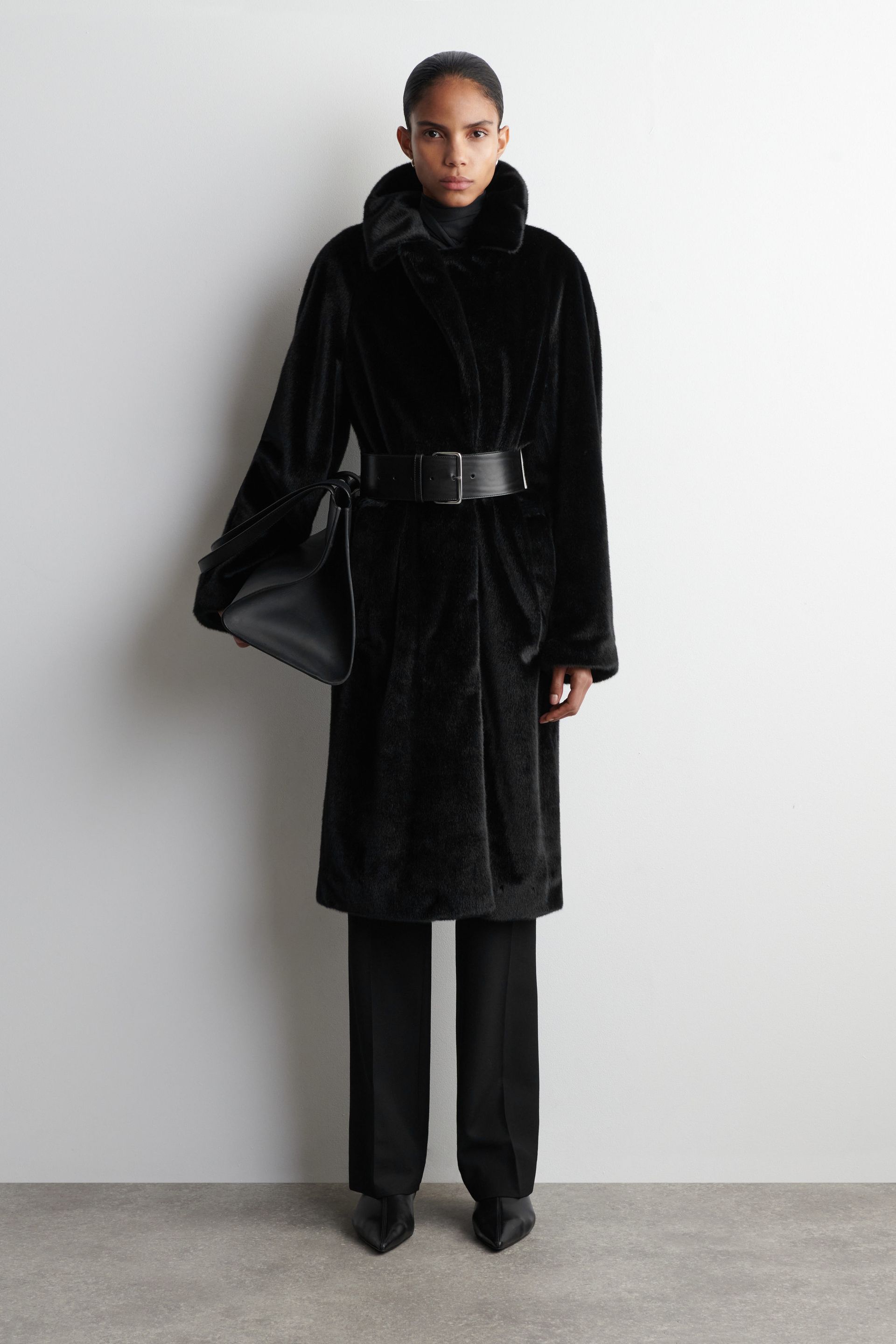 Fur-Effect Long Coat