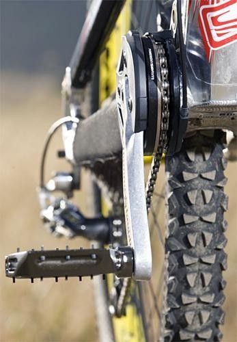 Even with all the extra hardware the pedal stance width is nearly identical to conventional arrangements.