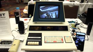 A Commodore PET 2001 at the Vintage Computer Festival held in February 2025 in Orange, California.