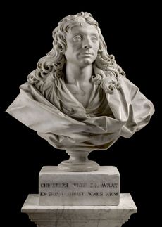 1217406 Sir Christopher Wren (1632–1723), 1673 (marble) by Pierce, Edward (c.1630-98); Ashmolean Museum, University of Oxford, UK; © Ashmolean Museum .