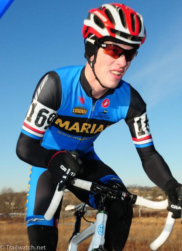 Josh Johnson (Marian) on a steep climb late in the race.
