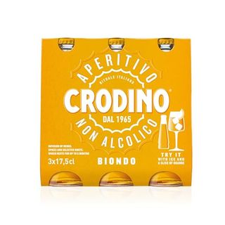 Crodino 1965 Aperitivo (non-Alcoholic), 3 X 175ml - the Sparkling and Golden Non-Alcoholic Aperitivo With a Unique, Bittersweet Flavour.