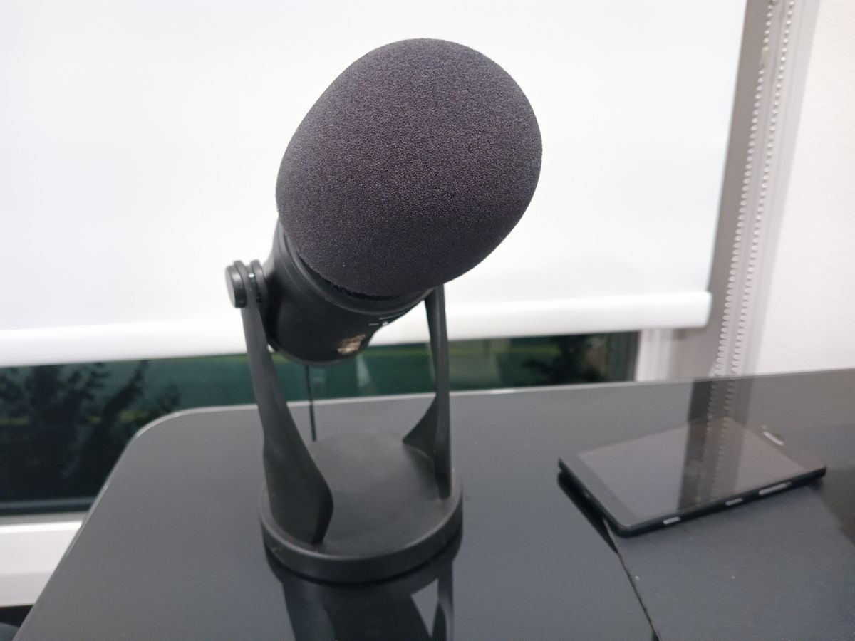 A microphone and a smartphone