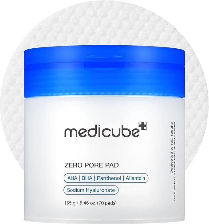 medicube, Medicube Zero Pore Pads 2.0, Dual-Textured Facial Toner Pads for Exfoliation and Pore Care With 4.5% Aha Lactic Acid & 0.45% Bha Salicylic Acid, Ideal for All Skin Types, Korean Skin Care (70 Units)