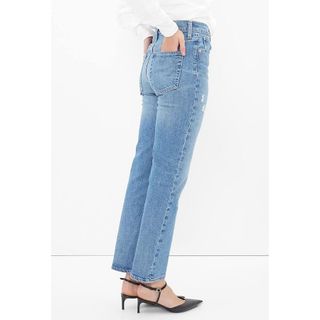 Gap Womens High Rise Straight Fit Jeans, Medium Hert Destroy, 24 Short Us
