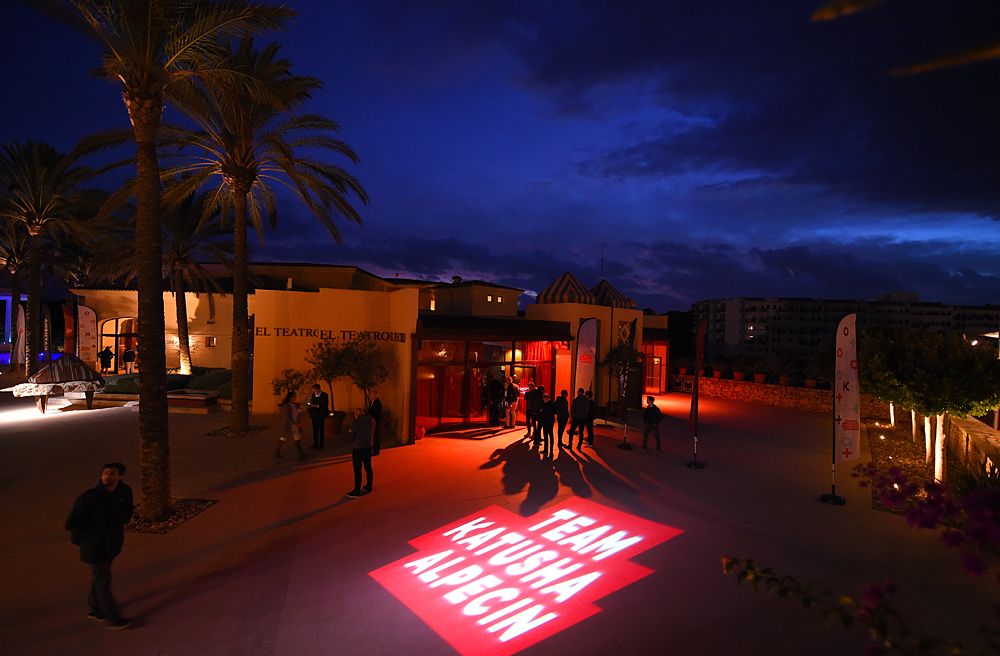 People arrive for the Katusha-Alpecin team presentation