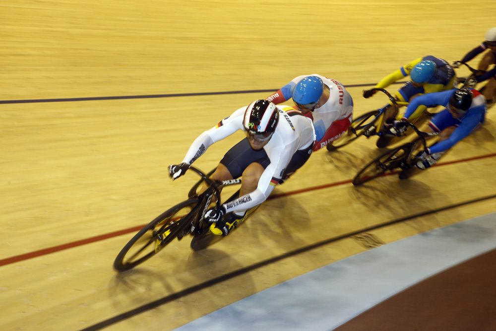 Keirin winner Maximilian Levi (Germany) on the front
