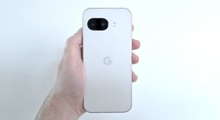 The Google Pixel 9a in porcelain color