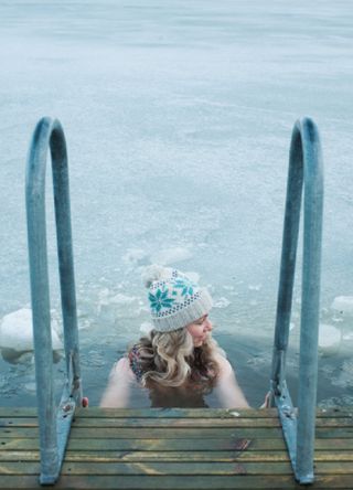 Woman wild swimming