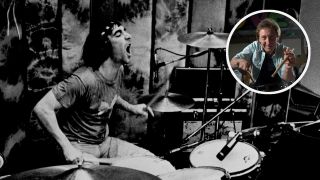 Keith Moon in the studio and (inset) Kenney Jones at home