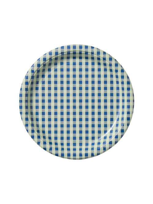 Disposable Gingham Paper Plates, Set of 20