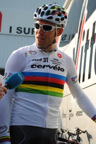New world champion Thor Hushovd meets the press