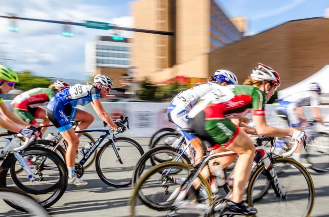 The women race in downtown High Point for the National Criterium Championship.