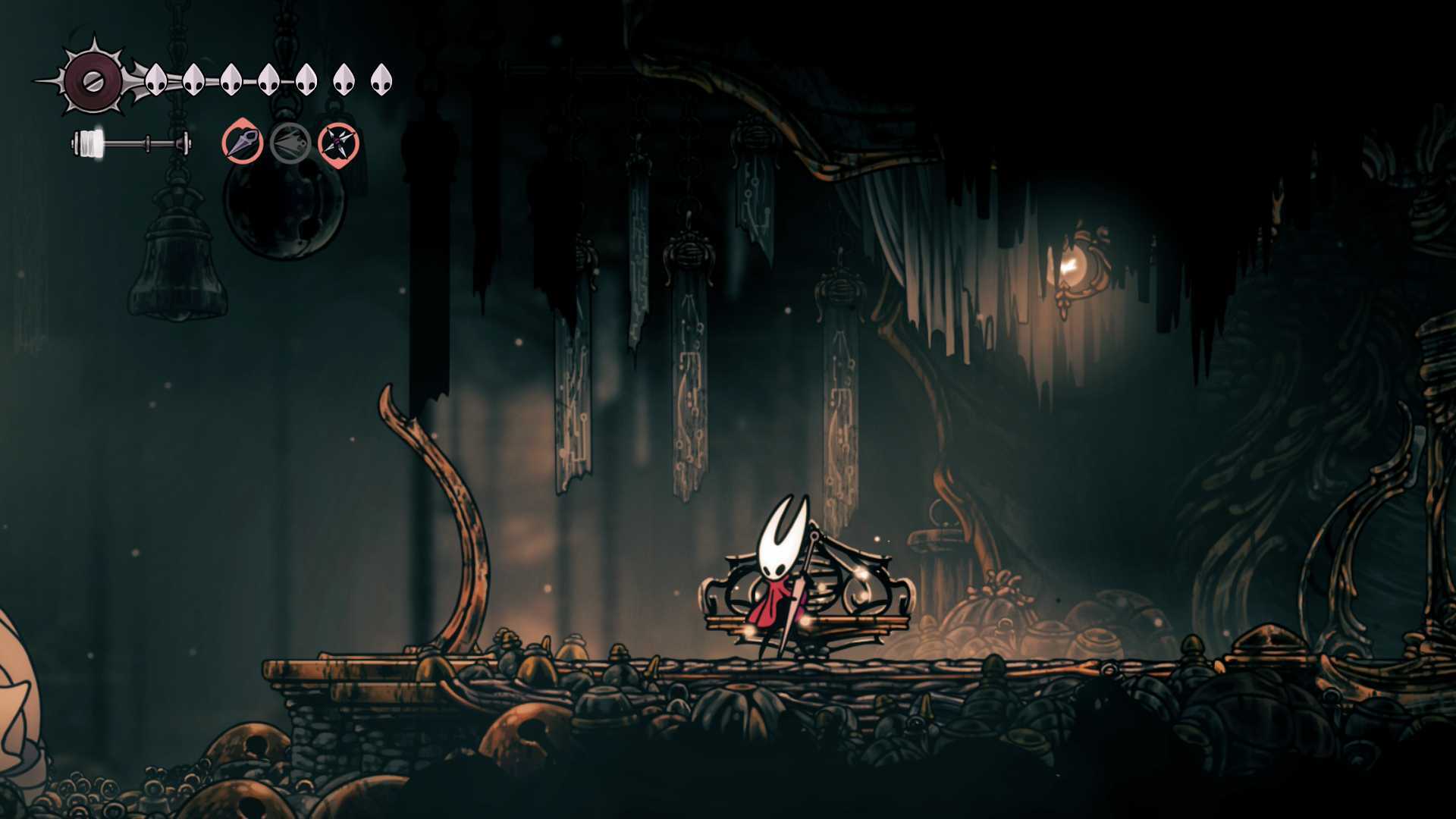 Hornet stands and plays her needle as a musical instrument