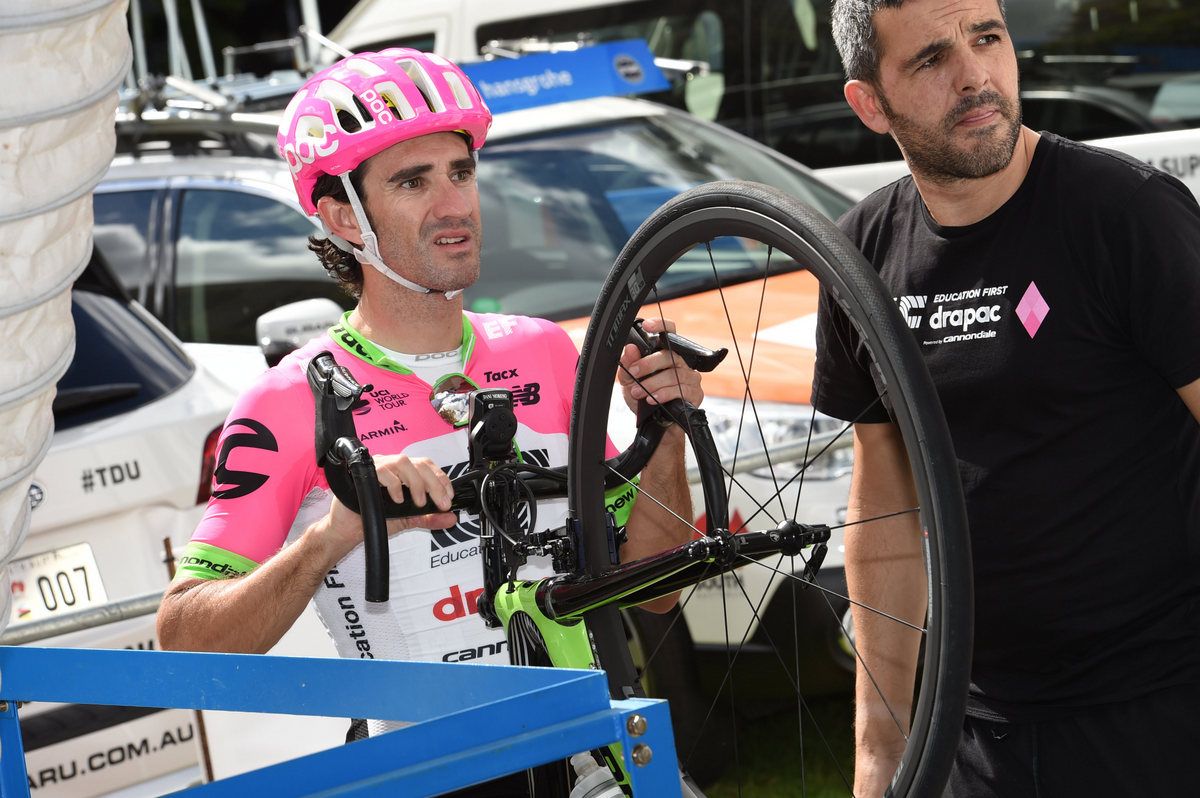 Dani Moreno in the new pink EF Education kit