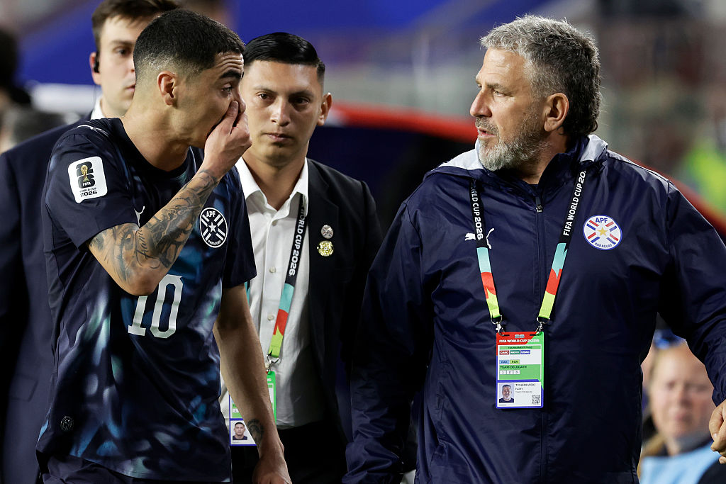 Miguel Almiron was shown a straight red card for covering his mouth while addressing Mert Muldur