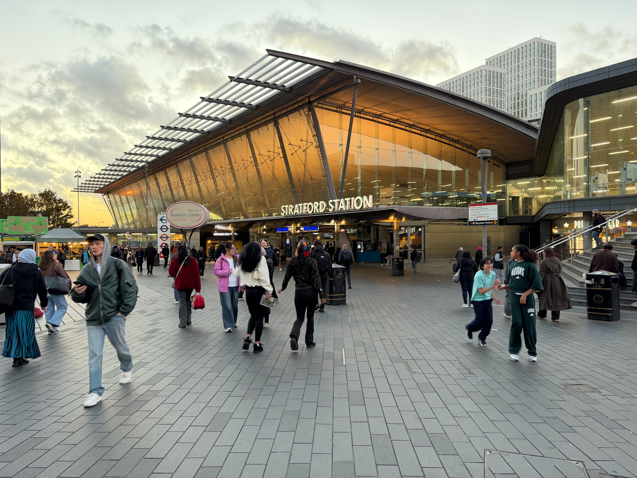 Stratford station in evening light
