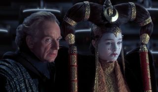 Star Wars: The Phantom Menace Senator Palpatine speaks to Queen Amidala on the senate floor