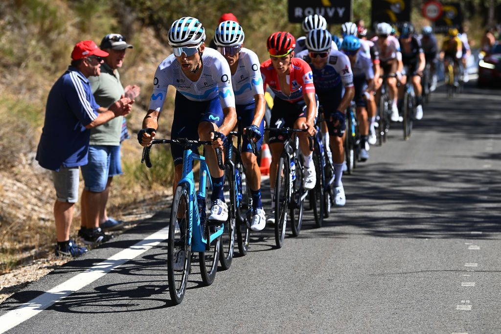 NAVACERRADA SPAIN SEPTEMBER 10 Carlos Verona Quintanilla of Spain and Movistar Team competes during the 77th Tour of Spain 2022 Stage 20 a 181km stage from Moralzarzal to Puerto de Navacerrada 1851m LaVuelta22 WorldTour on September 10 2022 in Puerto de Navacerrada Spain Photo by Tim de WaeleGetty Images