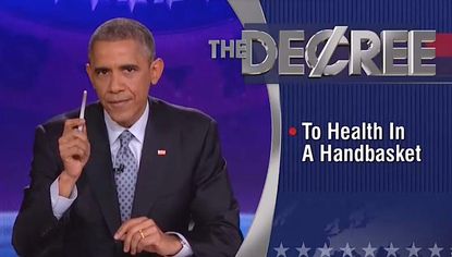 Obama takes over The Colbert Report, cracks ObamaCare jokes
